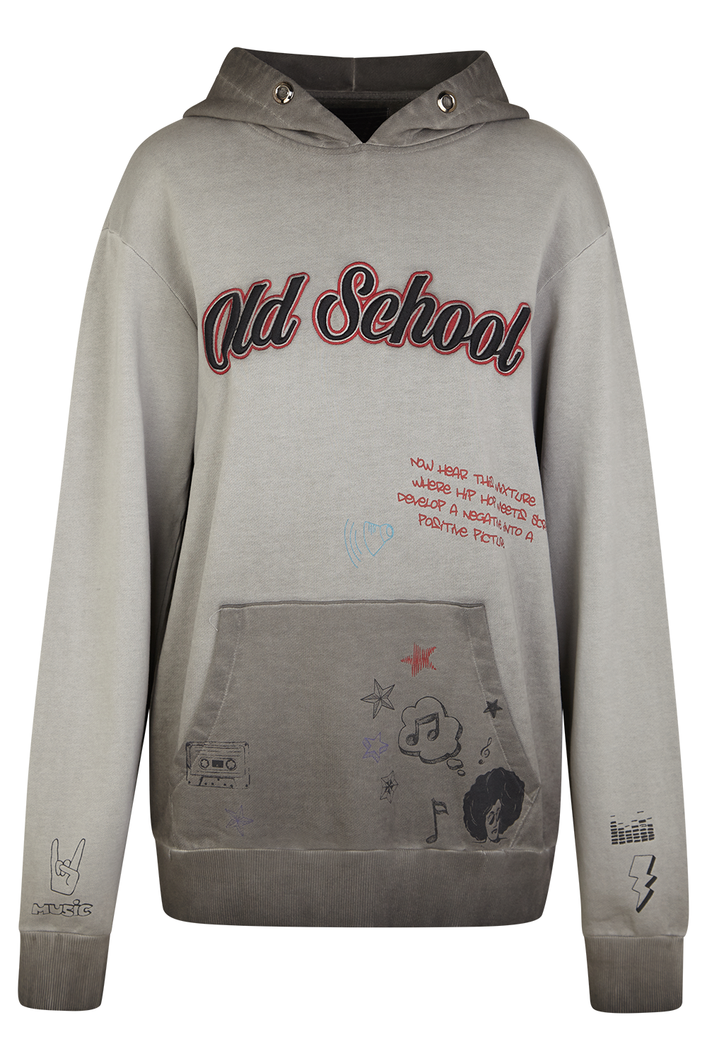 Loose Fit Hoody Oldschool Embroidery Oiled Mud