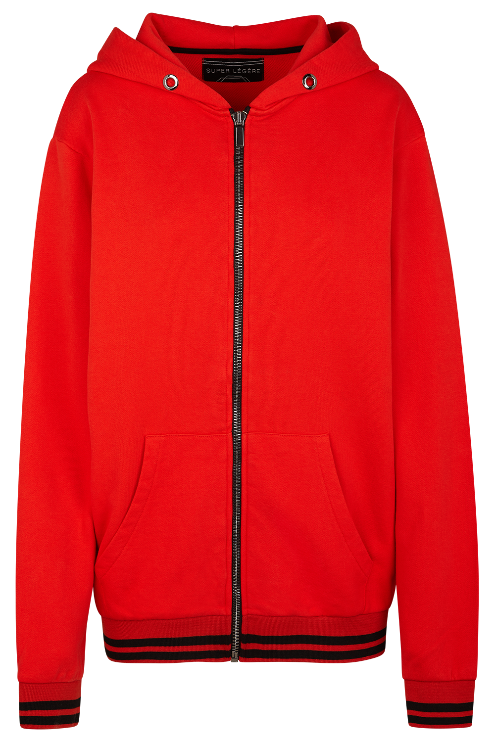 Loose Fit Zipper Hoody - SUPER HIGH Coral Red