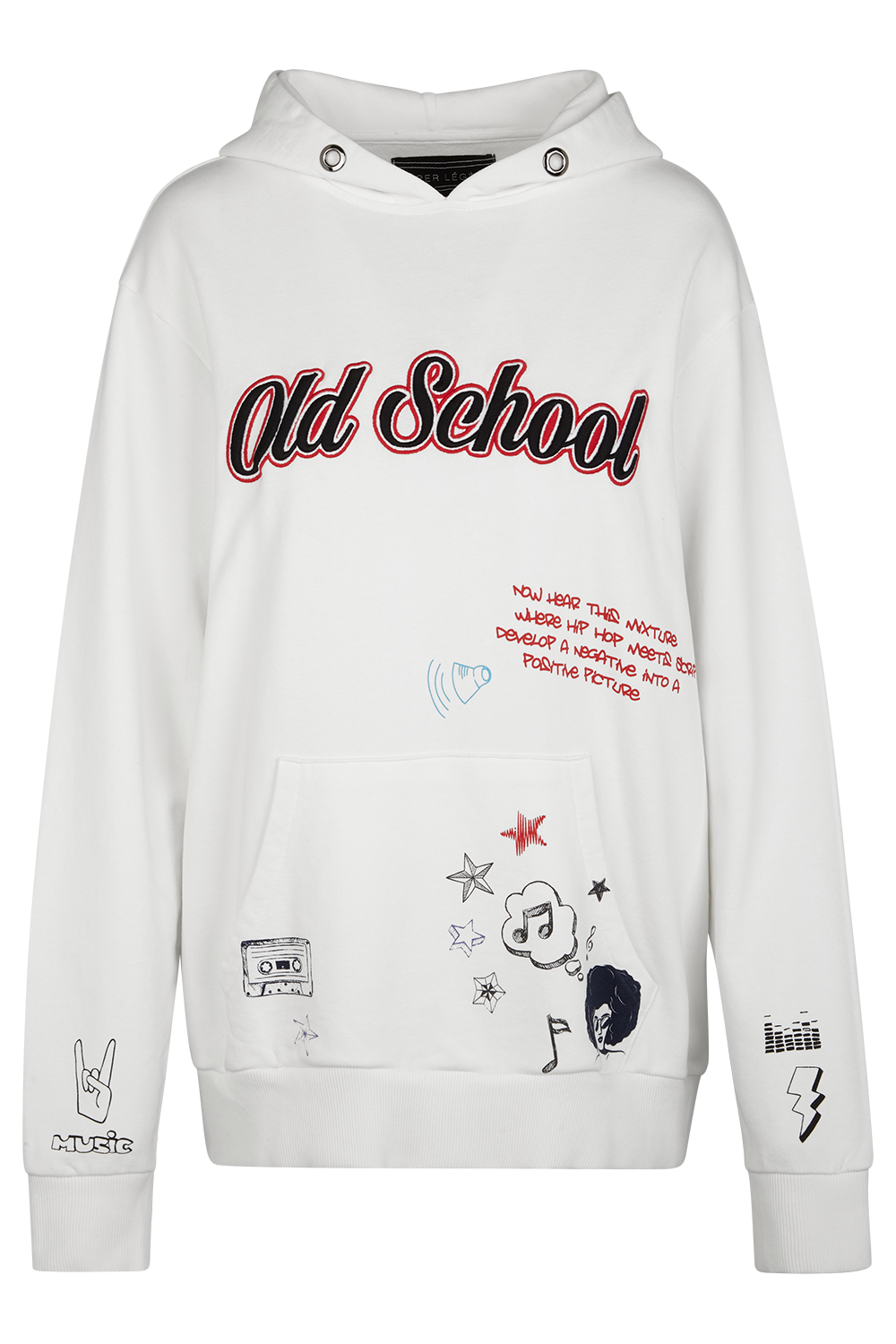 Loose Fit Hoody Oldschool Embroidery White